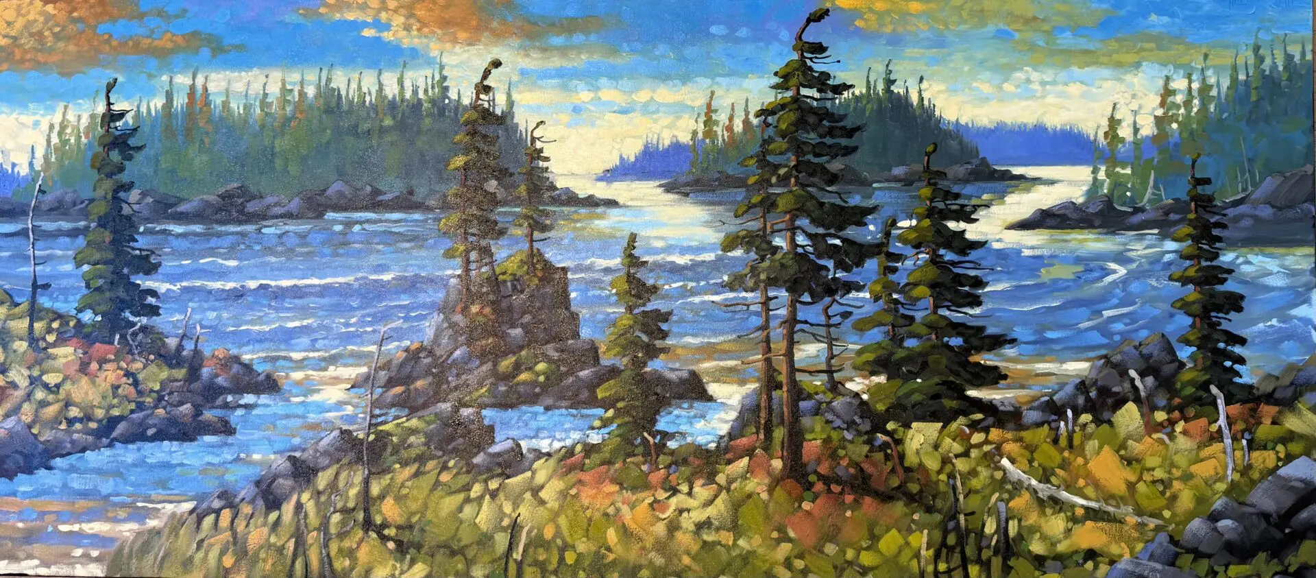 September Islets- West Coast 26 x 58 Oil on Canvas $5895 Unframed